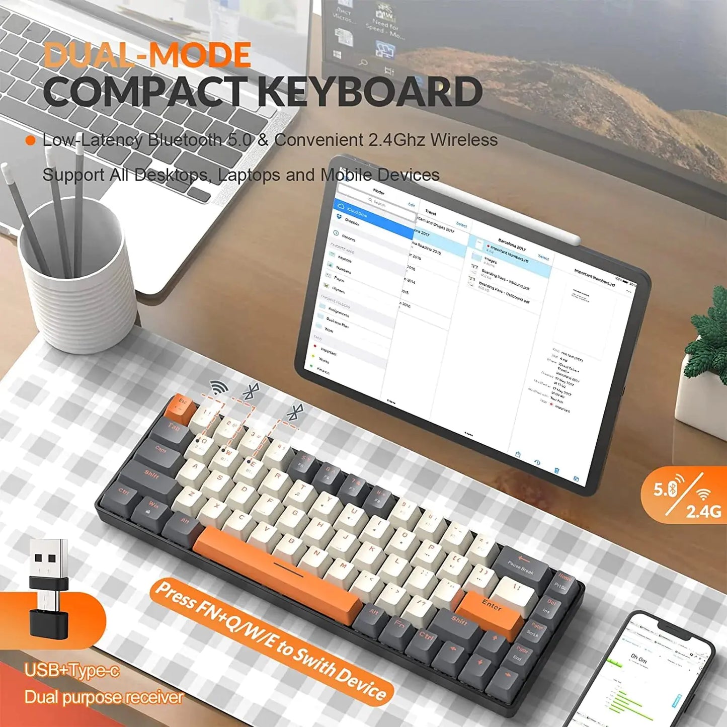 Retro Bluetooth Wireless Mechanical Keyboard